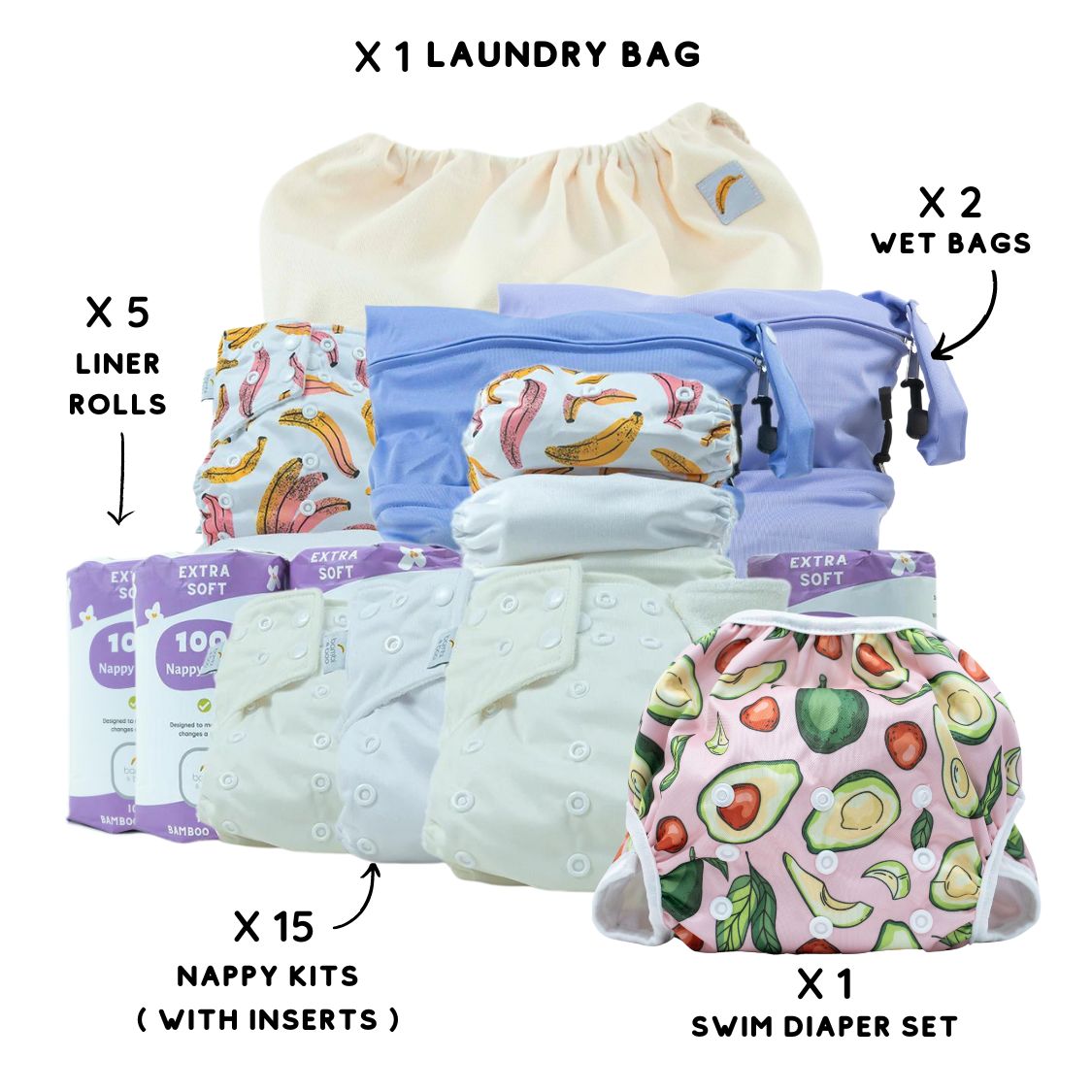 The Everything Bundle | 15 Ultra Soft Bamboo Diapers