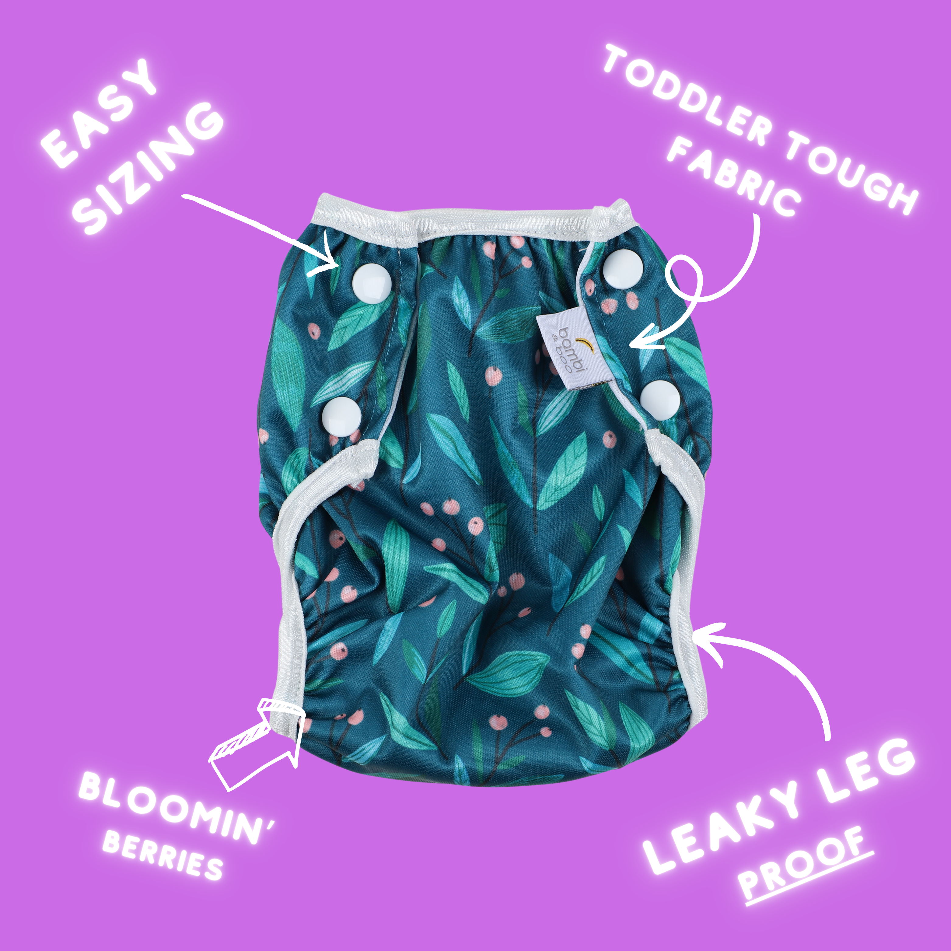 Reusable Swim Diaper - Bloomin' Berries Bambi & Boo
